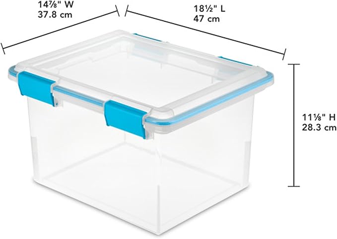 Sterilite 4-Pack Gasket Box, Weather-Resistant Storage Bins with Latching Lids, 32 Quart - Heavy-Duty Organizing Containers for Closet, Bathroom, and Office