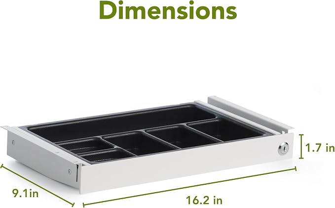 PERFECT POSTURE Max Under Desk Storage Drawer – Large Desk Drawer with Lock for Regular & Sit-Stand Standing Desks, White (16.2” x 9.3")