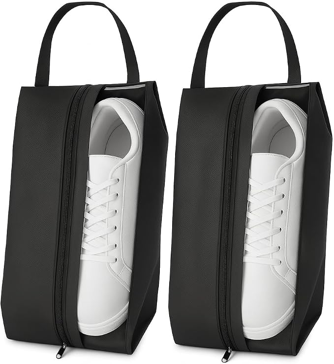Shoe Bag for Travel Water Resistant Shoe Organizer with Transparent PVC Window, Carry Handle, Heavy-Duty Zipper, Fits Men's Size 11, for Golf, Gym, Sports & Soccer Cleats- (Pack of 2)