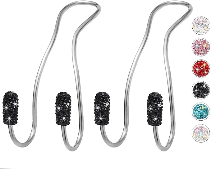 MTGOCHA Car Headrest Hooks Car Purse Hook(2 Pack),Bling Car Bag Hooks, Car Hook for Purses and Bags Cute Metal Car Purse Holder Hook, Bling Car Accessories for Women, Black