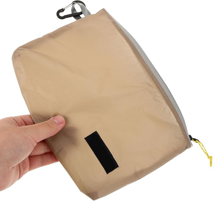 Large Capacity Waterproof Nylon Travel Organizer Pouch in Khaki, Foldable Toiletry Bag for Outdoor Camping and Travel