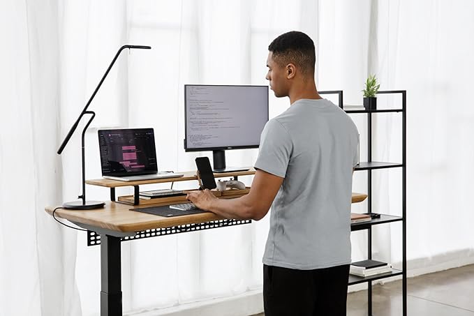 Oakywood Dual Monitor Stand - Handmade in EU - Natural Wood Monitor Stand Riser - Laptop Accessories ??220 lbs (100 kg) Capacity - 41.3"x9" (105x23 cm) ??100% Natural Oakwood