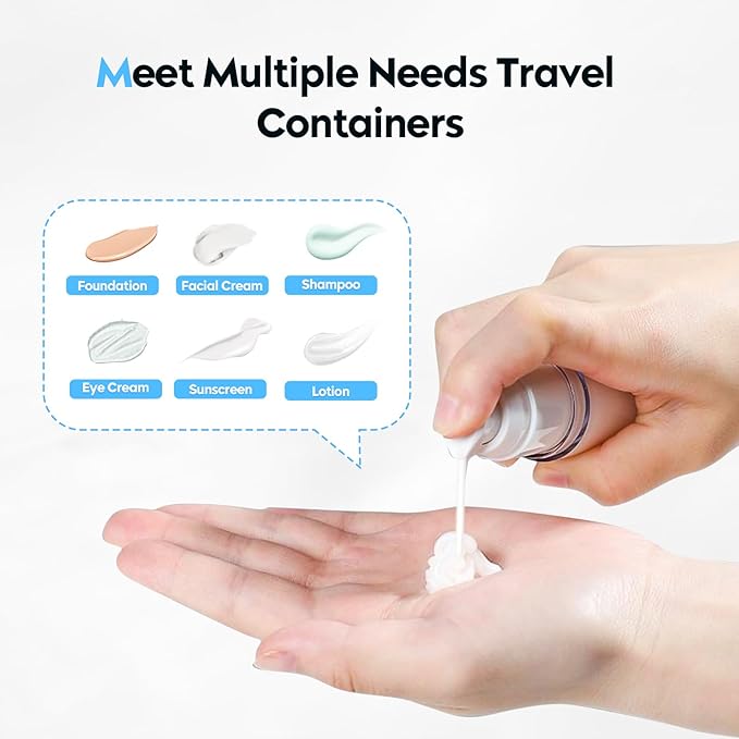 Acrylic Travel Bottles for Toiletries with Label 1.7 Oz 50ml Empty Refillable Leakproof Travel Bottles Lotion Dispenser for Hand Cream Liquids Makeup Skincare - 2Pack