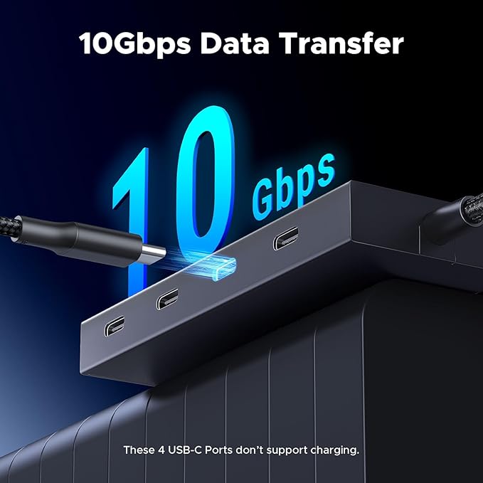 UGREEN Powered 100W 10Gbps USB C Hub - 5 in 1 Adapter with 4 USB-C, 100W PD Ports for MacBook/Air, iPad Pro, iPhone, Surface, Laptops and More