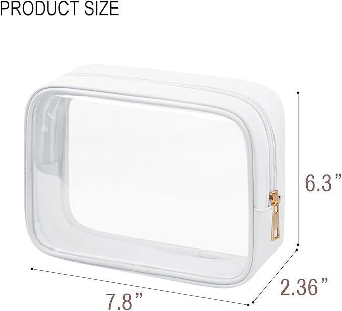 TSA Toiletry Bag Clear Makeup Bag Travel Essentials Cosmetic Bag for Men and Women White 2Pcs