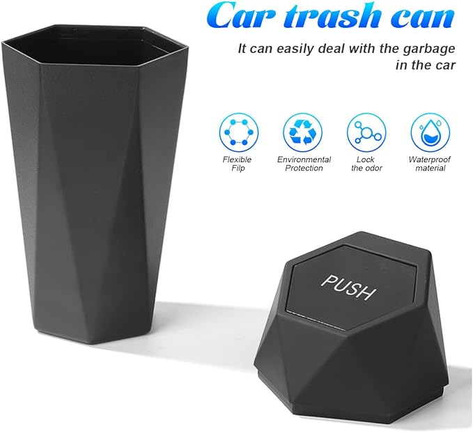 Osilly Car Trash Can with Lid, Leakproof Mini Essential Vehicle Garbage Organizers, Multipurpose Automotive Garbage Storage Organizer Bin Accessories, Universal for SUV, Sedan, Truck