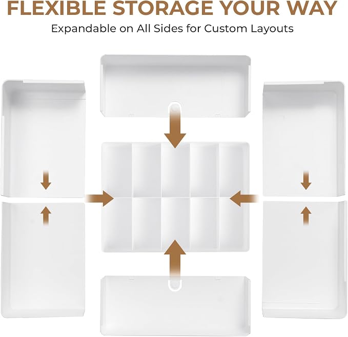 Expandable Drawer Organizer – 14-Grid Storage Box for Underwear, Bras, Socks, Baby Clothes – Fits Closets & Dressers (10+4)