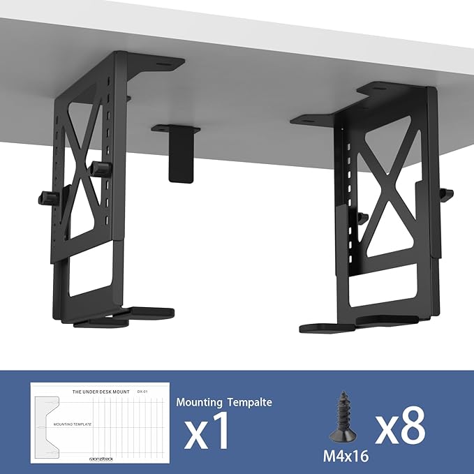 Monzlteck Adjustable Under Desk PC or NAS Mount Bracket Holder，Compatible with Desktop NAS(Network Attached Storage),CPU,UPS,Small Form Factor Desktop Tower.Xbox Series x,OptiPlex7000/7010
