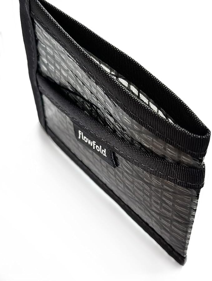 Flowfold Recycled Sailcloth Wallets - 3 Pocket Card Holder Wallet, Front Pocket Wallet, Slim Card Holder Wallet Made in USA (Black Sailcloth)