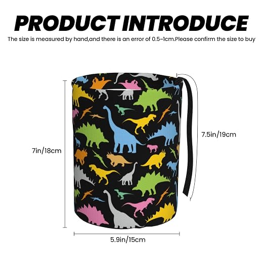 Car Garbage Bag Colorful Dinosaurs Mini Car Trash Bin Portable Collapsible Waterproof Rubbish Bag for Car Accessories Back Front Seat Cup Holder