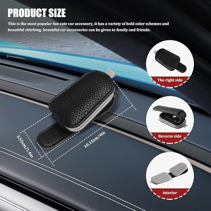 Sunglasses Holders for Car Visor, Sunglass Car Organizer, Leather Magnetic Buckle Sun Visor Sunglass Clip, Car Accessories Ticket Card Clip Sunglasses Mount Fit Truck (Black/Gray, 2PCS)