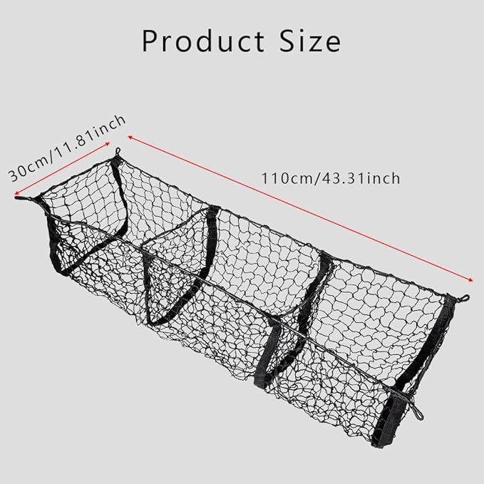 Cargo Net for Car, Truck Bed Storage, 3 Pocket Rear Trunk Cargo Net Stretchable Organizer Elastic Mesh Net, Universal Car Interior Accessories Cargo Storage Mesh Net Fit SUV, Pickup, Truck