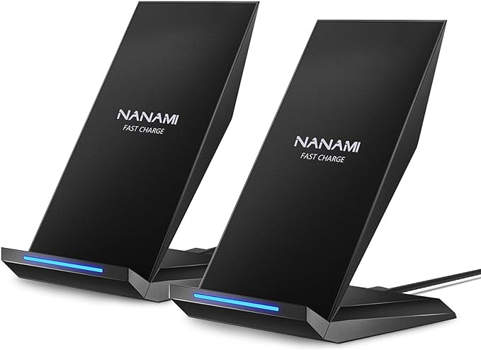 Fast Wireless Charger, [2 Pack] NANAMI Wireless Charging Stand Compatible with iPhone 17/17 Air/17 Pro/17 Pro Max/16/15/14/13, Desktop Nightstand Phone Charger Dock for Galaxy S26/S26+/S25/S24/S23/S22