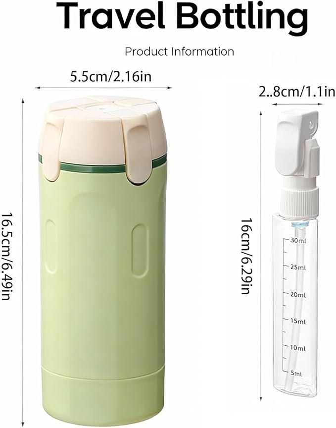 4 in 1 Travel Dispenser Bottle,4 Pack 30ML Travel Bottles for Toiletries, Leak Proof Travel Size Containers (Light Green, OneSize)
