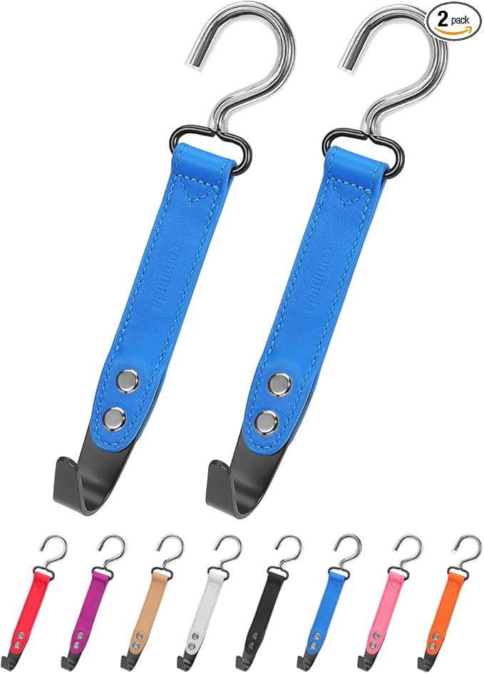 2 Pack Car Hook Holder Leather Headrest Hooks for Purses and Bags,SUS304 Car Hook(Blue)