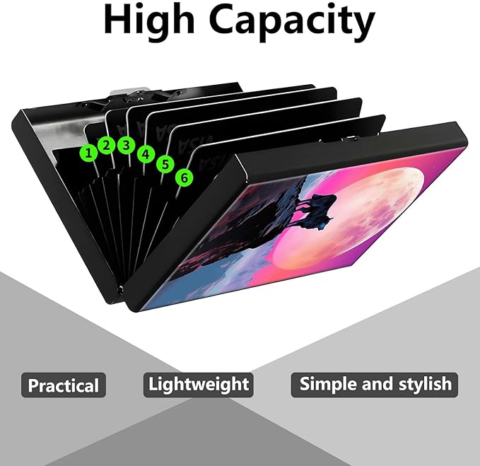 Credit Card Holder, Art Moon Wolf Design Mini RFID Blocking Aluminum Wallet Slim Metal Hard Case Shell Travel Wallet ID Case Small Credit Cards Case Business Cards for Women Men Girls