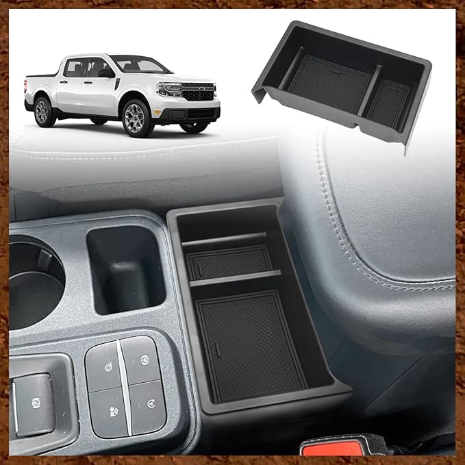 Muslogy for Maverick Center Console Organizer Gear Shift Storage Box ABS Material Insert Tray Compatible with Ford Maverick 2026 2025-2022 Accessories (Black)