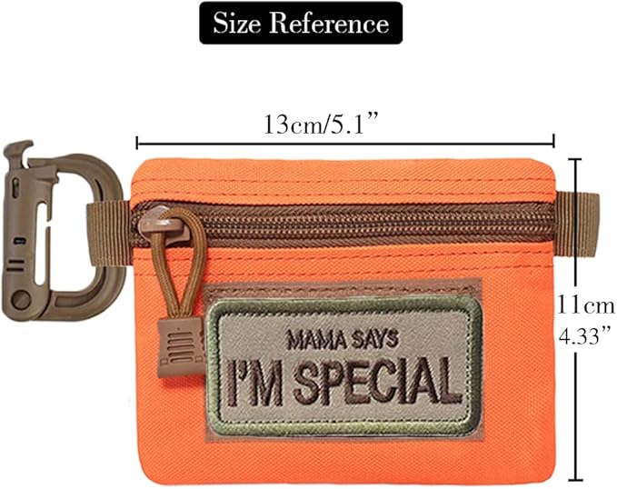 Tactical Keychain Pouch - Military Mini Size Belt Gear EDC Pocket Organizer as Coin Purse ID Card Holder Car Fob Key Waist Case Wallet Earphone Pack (2 Orange)