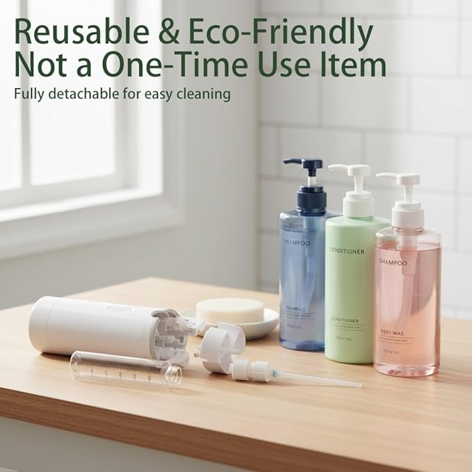 4-in-1 Refillable Travel Dispenser Bottles, 4 in 1 Travel Dispenser Bottle, Portable Refillable Organizer with Pump for Carry on Flight Accessories & Vacation Essentials(Green+White)
