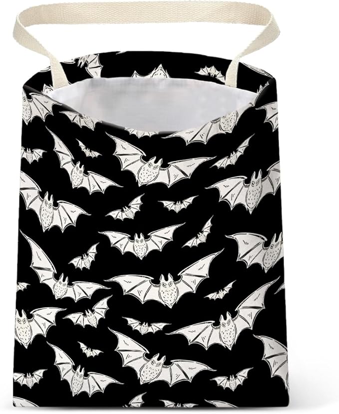 IRADA Car Trash Bag Hanging No Snap Small Garbage Bag for Car Back Seat Cute Printed One-Handed Strap Trash Bags Car Accessories-Halloween Bat Car Trash Bags