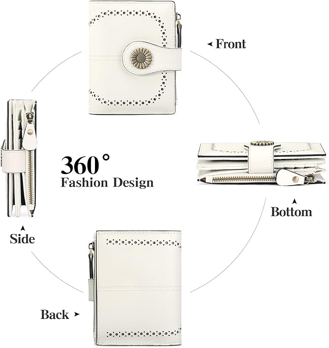 SENDEFN Small Wallets for Woman RFID Blocking Leather Bifold Credit Card Holder Purse with ID Window