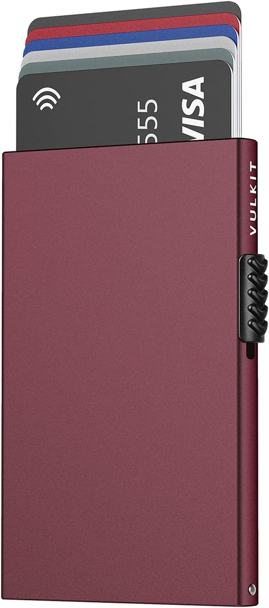 VULKIT Minimalist Credit Card Holder Pop Up Cards RFID Protection Slim Metal Wallet