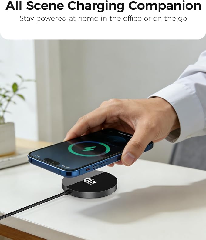 25W Magnetic Wireless Charger, Qi2.2 Fast Wireless Charging Pads with Kickstand,MagSafe Charger for iPhone 17/16/15/14/13/12 Series & AirPods 4/3/2/Pro, Samsung S26 S25 Series, Google Pixel 10