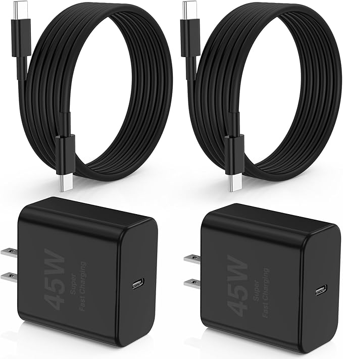 45W Type C Super Fast Charger Block and 10ft Android Phone Charger Cable Cord Long, USB C Wall Charging Plug for Samsung Galaxy S26 Ultra/S25/S24/S23+/S22 Plus/S21/S20/Note 20/iPhone 17 16 15 Pro Max
