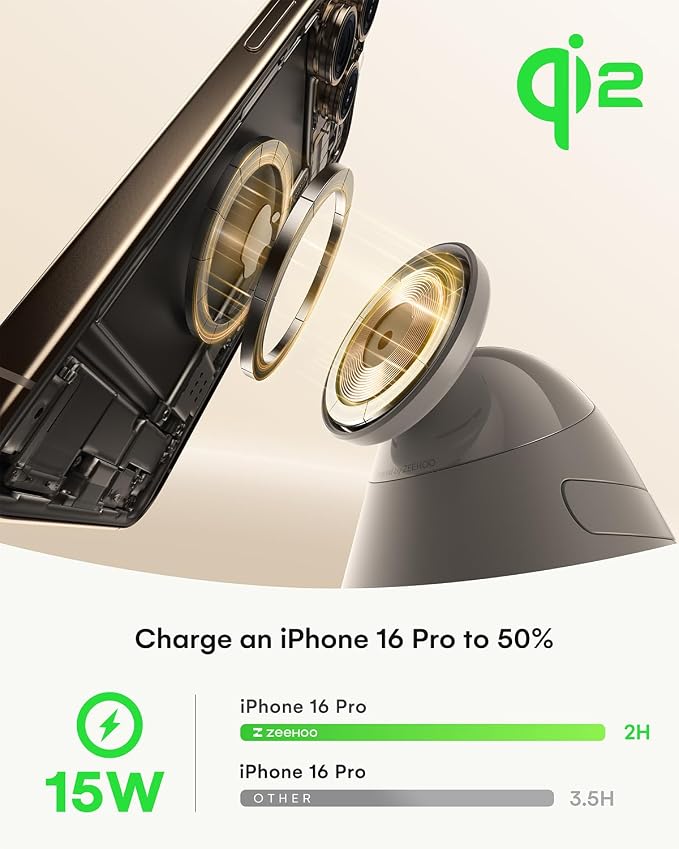 ZEEHOO 3 in 1 Charging Station for Apple Devices,Qi2 Mag-Safe Charger Stand&Light,Fast Wireless Charging Station for iPhone 17/16/15/14/13/12&AirPods&iWatch&Pixel 10& Samsung Galaxy Watch-30W Adapter