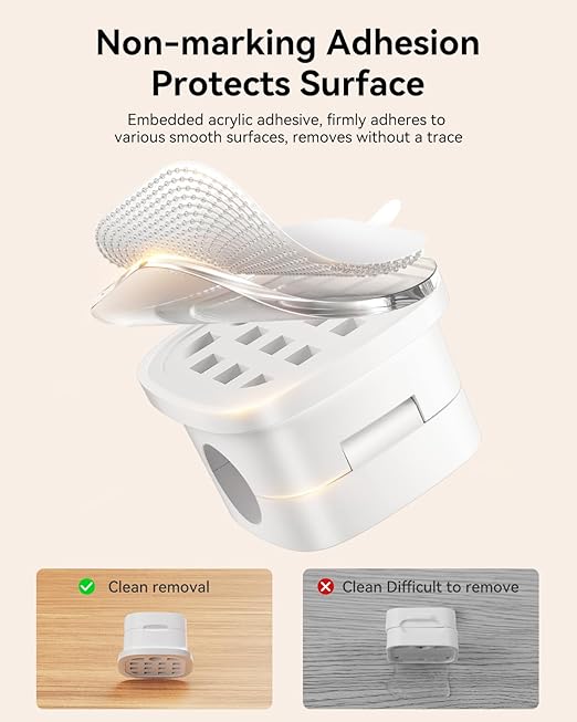 6-Pack Magnetic Cable Clips, Rocoren Smooth Adjustable Adhesive Cord Organizer, Desk Cable Management Wire Holder Keeper Cables Staples for Nightstand Home Office Desk Car Phone Wall Desktop