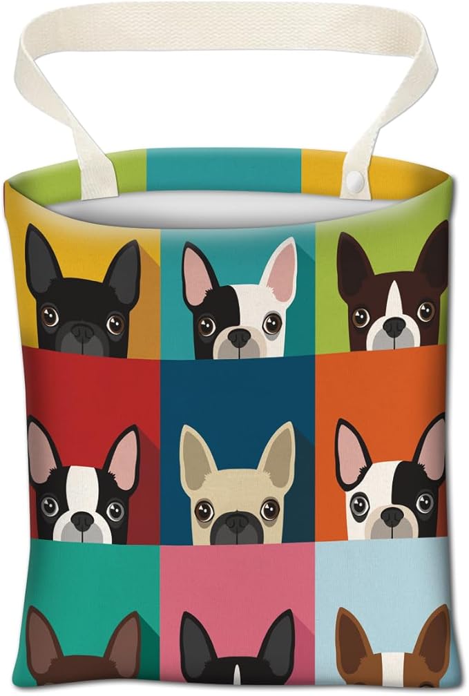 Car Trash Can, Cute Car Trash Bag, Hanging Car Organizer and Storage Bag, Trash Bin for Car Accessories, Vehicle, Travelling, Camping Cute Colorful Cartoon Dogs