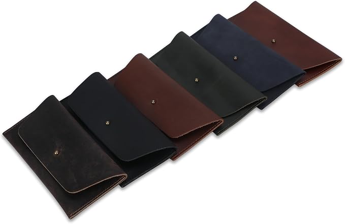 Leather Currency Pouch Large Flap Continental Wallet, Utility Organizer Bag for Cash Coins Travel Leather Money Pouch Currency Envelope Storage Bag and Cash Organizer for Men Women (Green)