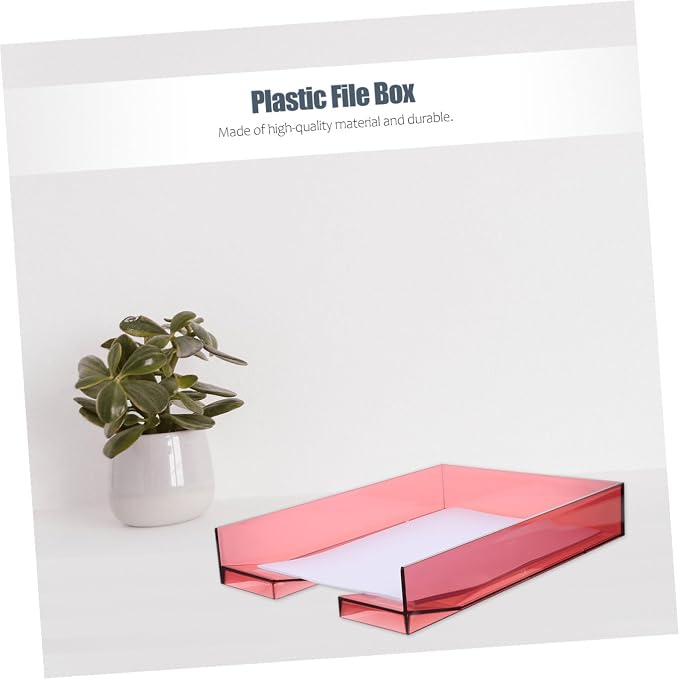 HANABASS Stackable File Storage Box A4 Document Organizer Desktop Paper Case Office Filing Container with Lid for Home and Office Use