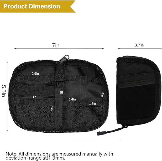 VIPERADE VE10 EDC Pouch Small Pocket Tool Pouch with 10 Compartments, Men's Pocket Organizer for Multitools, EDC Organizer with Patches Area for DIY (Black Camo)