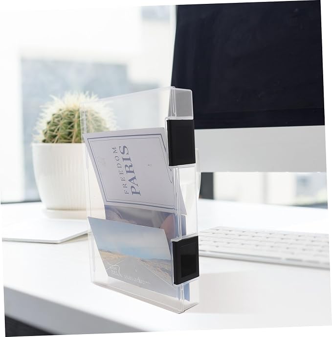 A5 Thickened Plastic Document Storage Box with Dustproof Lid, Portable Office File Organizer for Desktop Use, Black Document Holder for Paperwork and Receipt Management