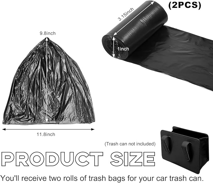 Yourkar Foldable Waterproof Leather Car Garbage Organizer Holder, Automotive Mini Dustbin Container with One Roll Trash Bag, Universal Interior Car Accessories (Trash Bag)