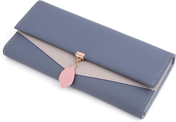 UTO RFID Wallet for Women PU Leather Leaf Pendant Card Holder Phone Checkbook Organizer Zipper Coin Purse | Leaf Pendant, Card Holder, Phone, Checkbook, Organizer, Zipper