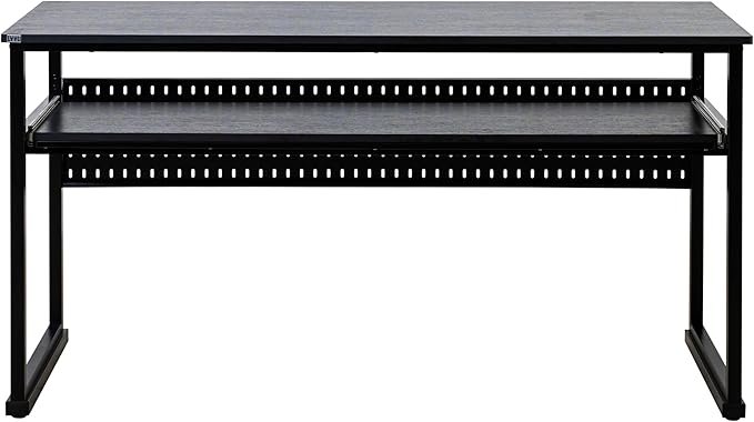 Music Studio Desk with Keyboard Tray and Height Adjustment Bracket, for Full 88 Keys (Music Producer Desk) (Black, 88 Keys)
