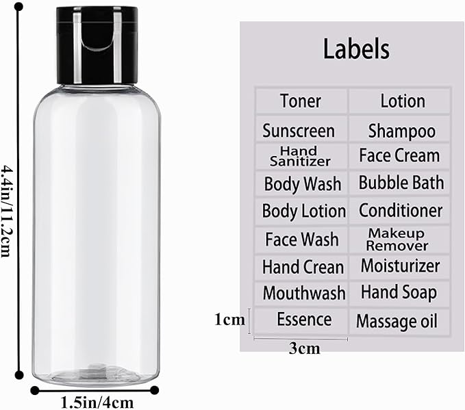 DNSEN 5 Pack 3.4 oz Travel Size Bottles for Toiletries TSA Approved Leak Proof Empty Refillable Liquid Containers with Labels