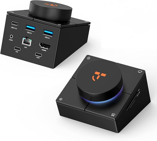 TobenONE 10-in-1 Shortcut-Key Docking Station with 4 Shortcut Button and Volume Knob, USB C Dock with 4K@60Hz HDMI, 100W PD, 3 USB, Ethernet, Audio, SD/microSD for MacBook, Windows, Chrome, Mac mini