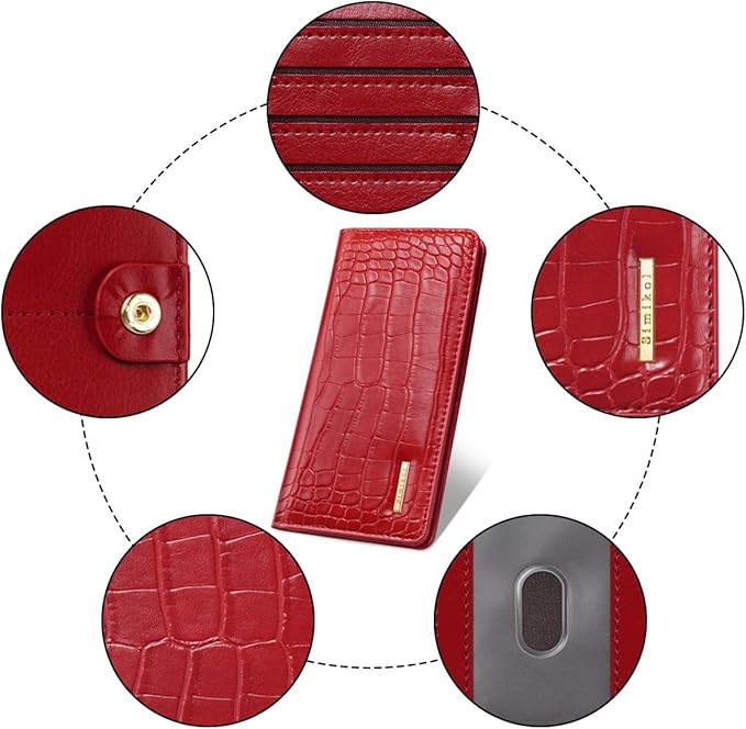 Wallet Women Crocodile Wallets Luxury Alligator Purse Minimalist Thin Long RFID Blocking Credit Cards Holder with Back Zipper Coin Pocket for Women and Men, Burgundy
