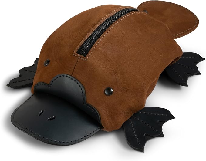 Leather Platypus-Shaped Pouch, Small Coin Organizer, Zippered Cash Holder Wallet for Coins, Change Purse, Money Pouches for Men and Women, Pocket Saving Box, Cable Holder