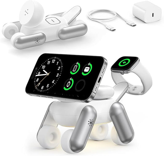 3 in 1 Charging Station for Apple Devices, Magnetic Wireless Fast Charger Stand Compatible with MagSafe for iPhone 17/16/15/14/13/12/Air Series, Apple Watch & Airpods