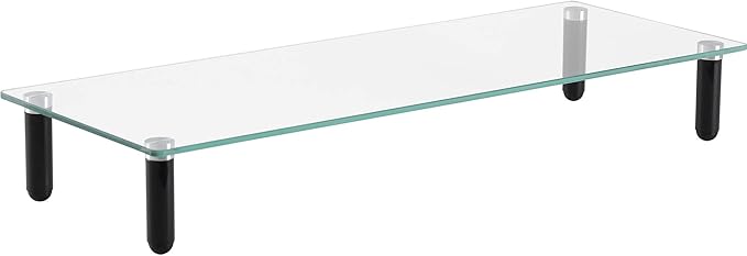 Lorell 4-Leg Single Shelf Glass Monitor Stand