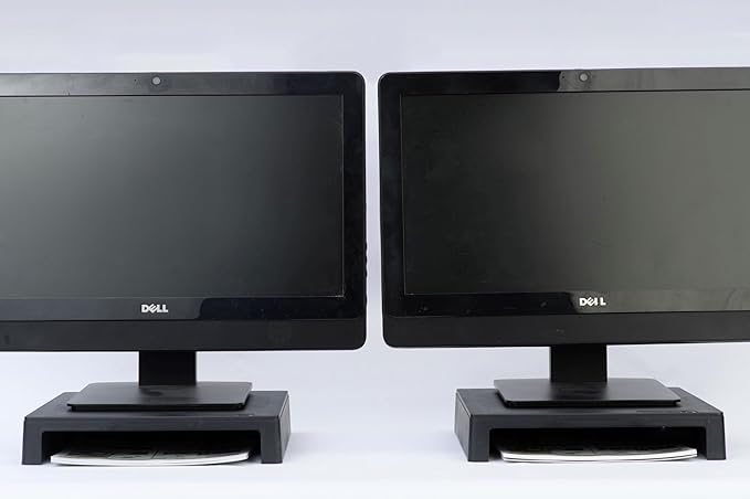 Vu Ryte Stackable 2 Inch Computer Monitor Riser Stand, VuRyser 2, Black, VUR 4855 (2-Pack)