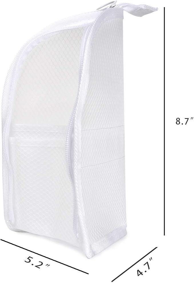 patu Standing Travel Toiletry Bag - Transparent Waterproof PVC Mesh Pouch with Triangle Design for Bathroom Essentials & Personal Care, 2 Packs, White