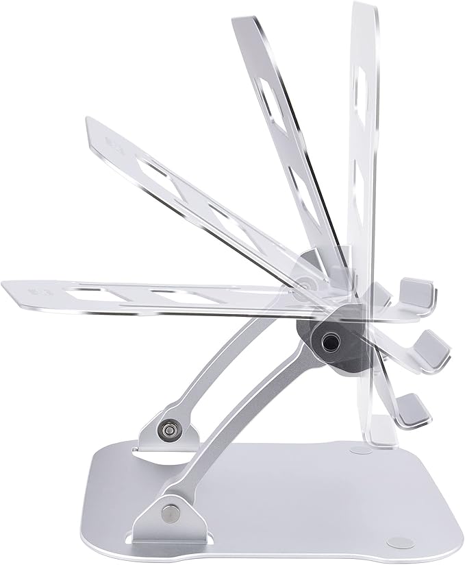 StarTech.com Laptop Stand for Desk, Ergonomic Laptop Stand Adjustable Height, Aluminum, Portable, Max. 22lb (10kg), Foldable Laptop Holder - Angled Notebook Computer Riser/Lift (ADJ-Laptop-Riser)