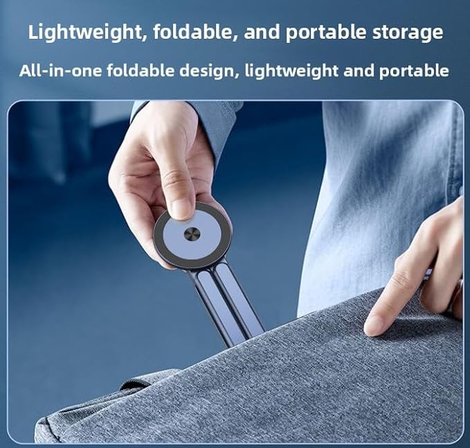 Portable Laptop Stand for Desk, Foldable Adjustable Computer Riser with Magnetic Phone Holder, Aluminum Laptop Stand Tablet Stand Mobile Phone Holder (Navy Blue)