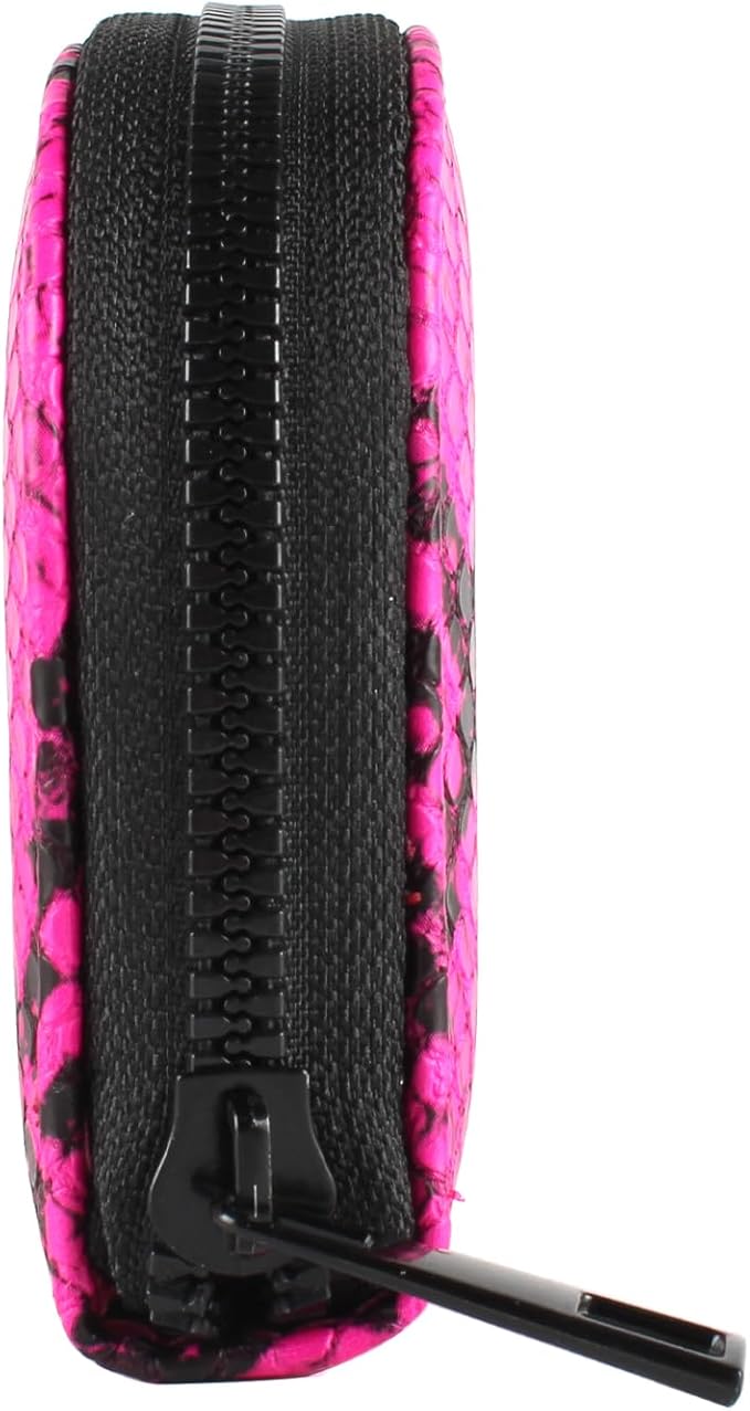 Small Zip Wallet Credit Card Wallet Coin change case Holder for women PU Leather(Rose Snake)