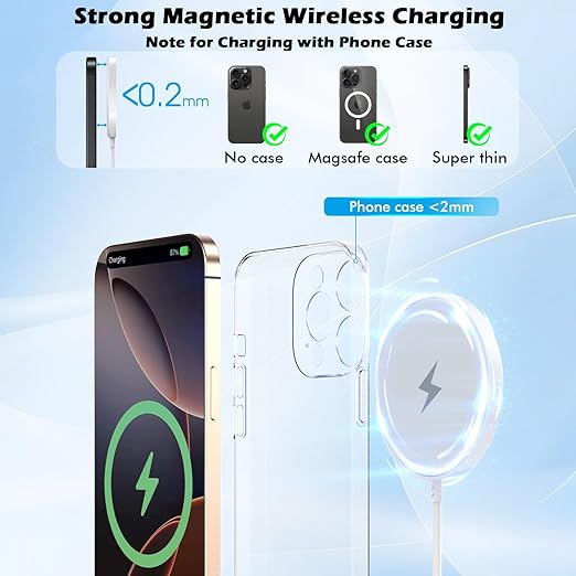 Magnetic Charger for iPhone 17,Mag-Safe Fast Wireless Charging 2Pack 6Foot Magnetic Apple Charger Pad with 2Pack USB C PD Fast Charging Block for iPhone 17/17 Pro/16 Pro Max/Plus/15/14,AirPods 3/Pro 2